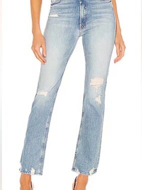 MOTHER DENIM High Waisted Rider Skimp Light Blue Distressed Straight Jeans Sz29